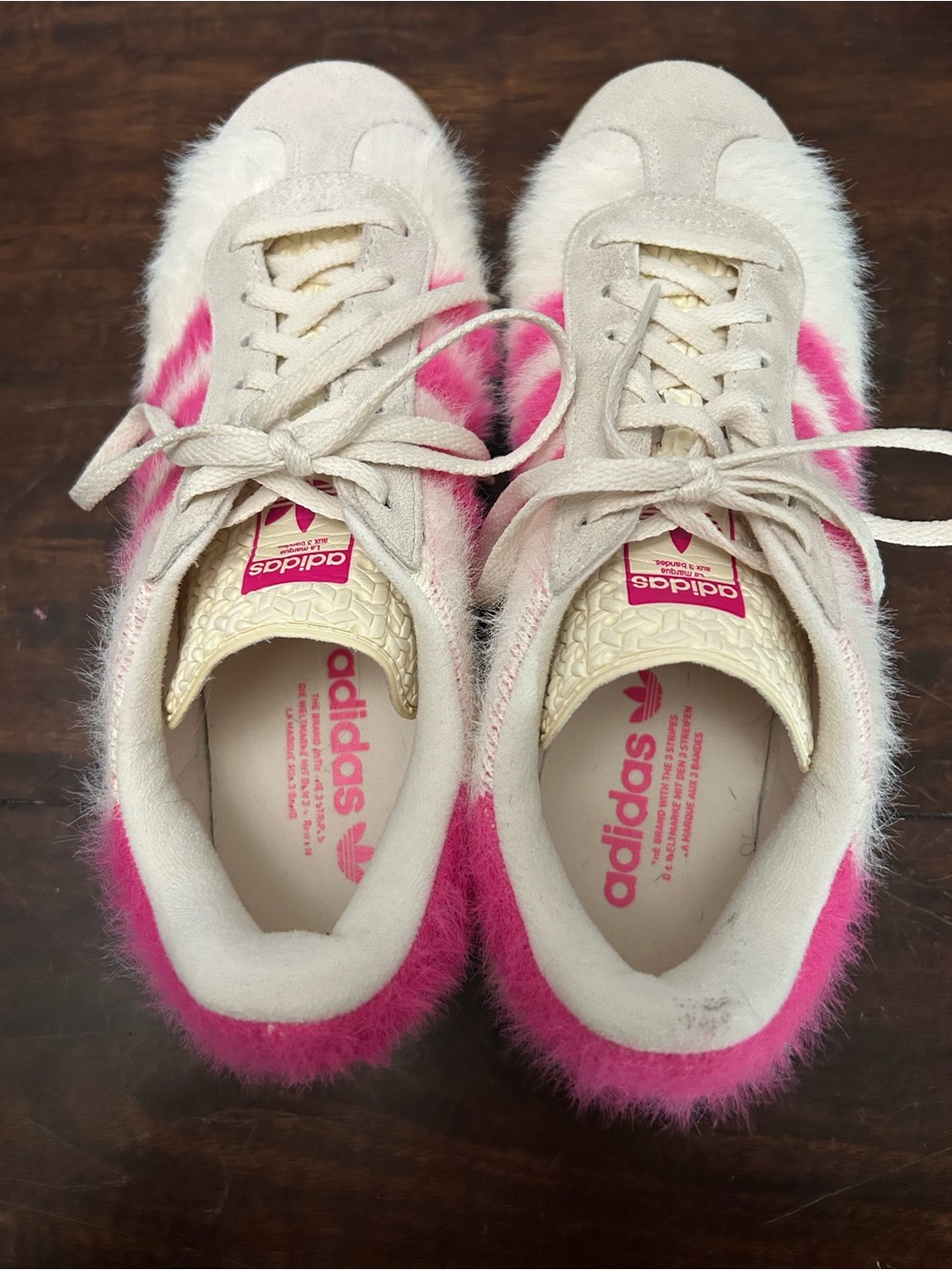adidas Women’s Beige and Hot Pink Fuzzy Sneakers - Picture 4 of 8